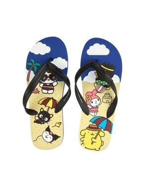 Hello Kitty Beach Scene Flip-Flops - Blue and Black
